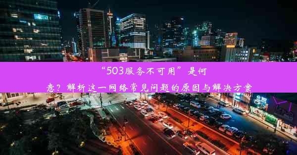 “503服务不可用”是何意？解析这一网络常见问题的原因与解决方案